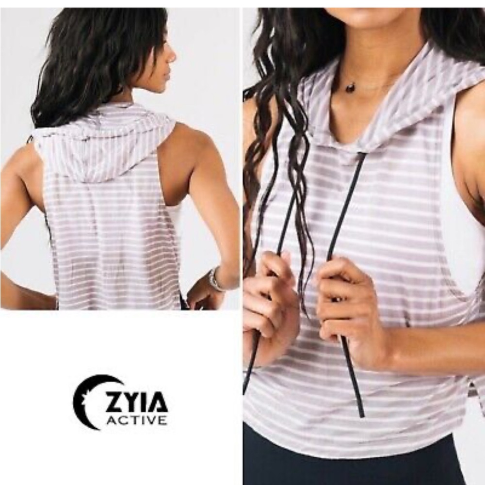 ZYIA ACTIVE STRIPPED CROPPED HODDIE